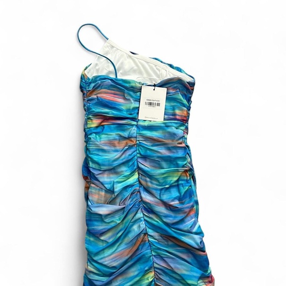 NWT Hello Molly Ruched colorful one shoulder dress - Picture 2 of 5